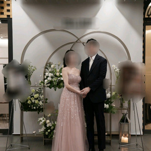 결혼식 2부 맞춤제작 핑크 비즈 드레스