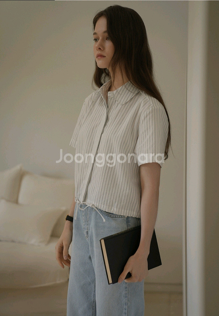 택달린새상품) 틸아이다이 스트랩 포인트 반팔 셔츠--2