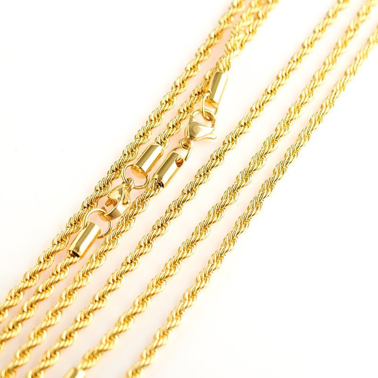 새 18K GP 66cm 26인치 로프 목걸이 골드--1