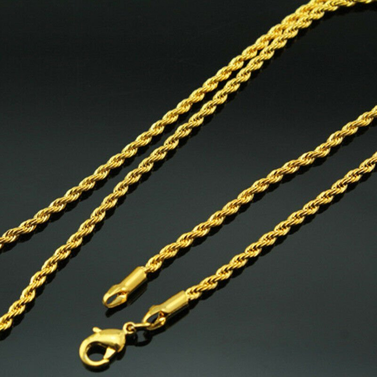 새 18K GP 66cm 26인치 로프 목걸이 골드--3