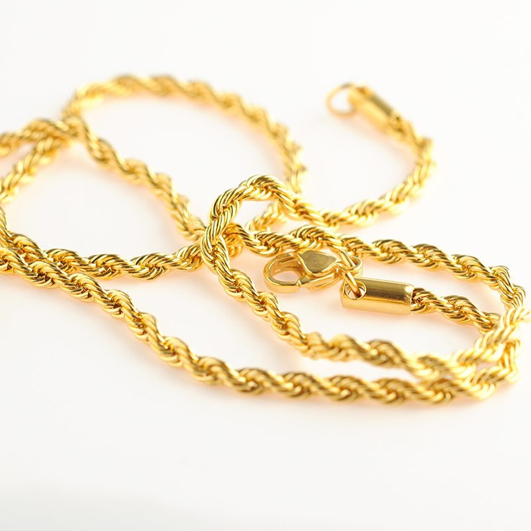 새 18K GP 66cm 26인치 로프 목걸이 골드--2