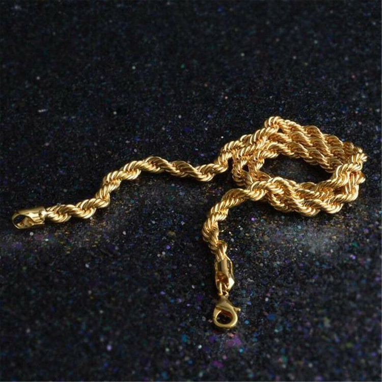 새 18K GP 66cm 26인치 로프 목걸이 골드--7