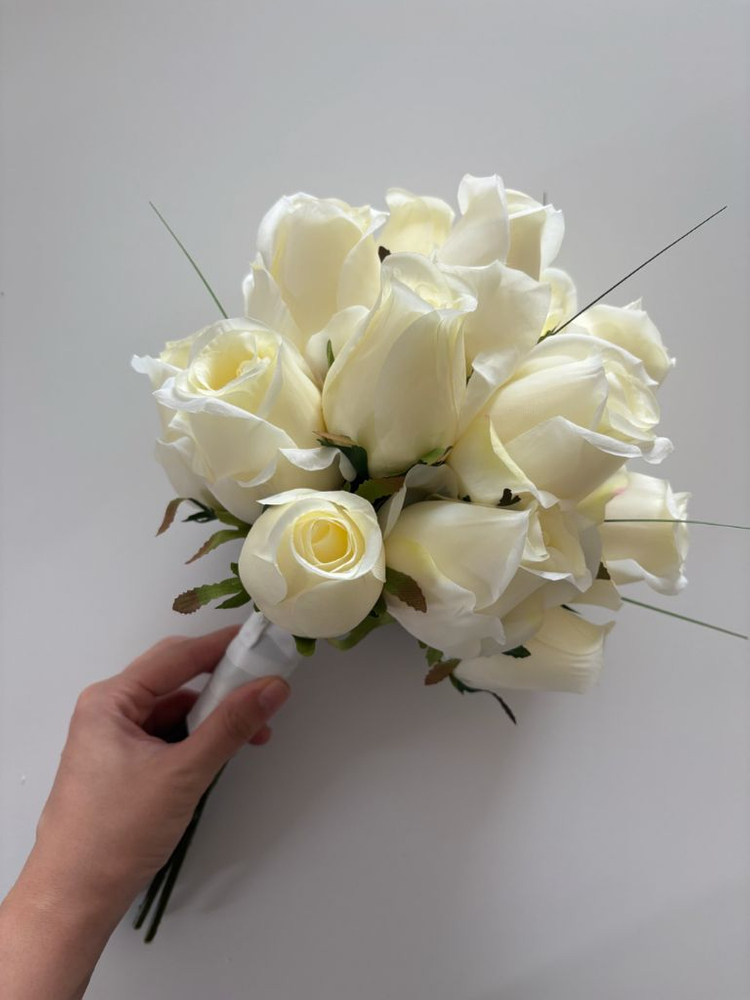 웨딩 부케 조화 화이트 장미--1