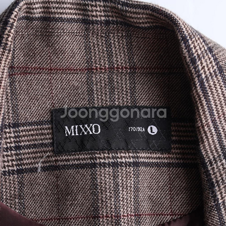 [L]미쏘 브라운 체크 싱글 코트 재킷--5