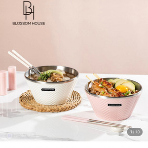블라썸 깊은 이중 면기 2P+젓가락 2벌세트 (새상품)