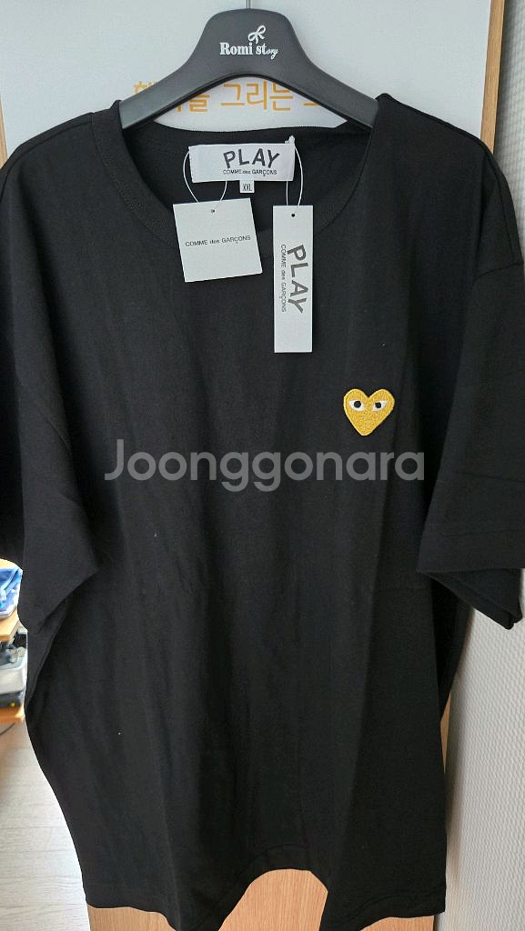 노랑이 꼼데 블랙 티셔츠 XXL--0