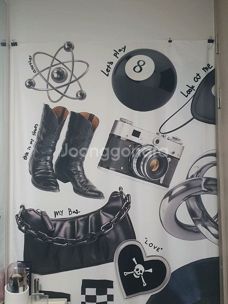 블랙 오브제 감성 패브릭 포스터 그림 액자 (대형)--1
