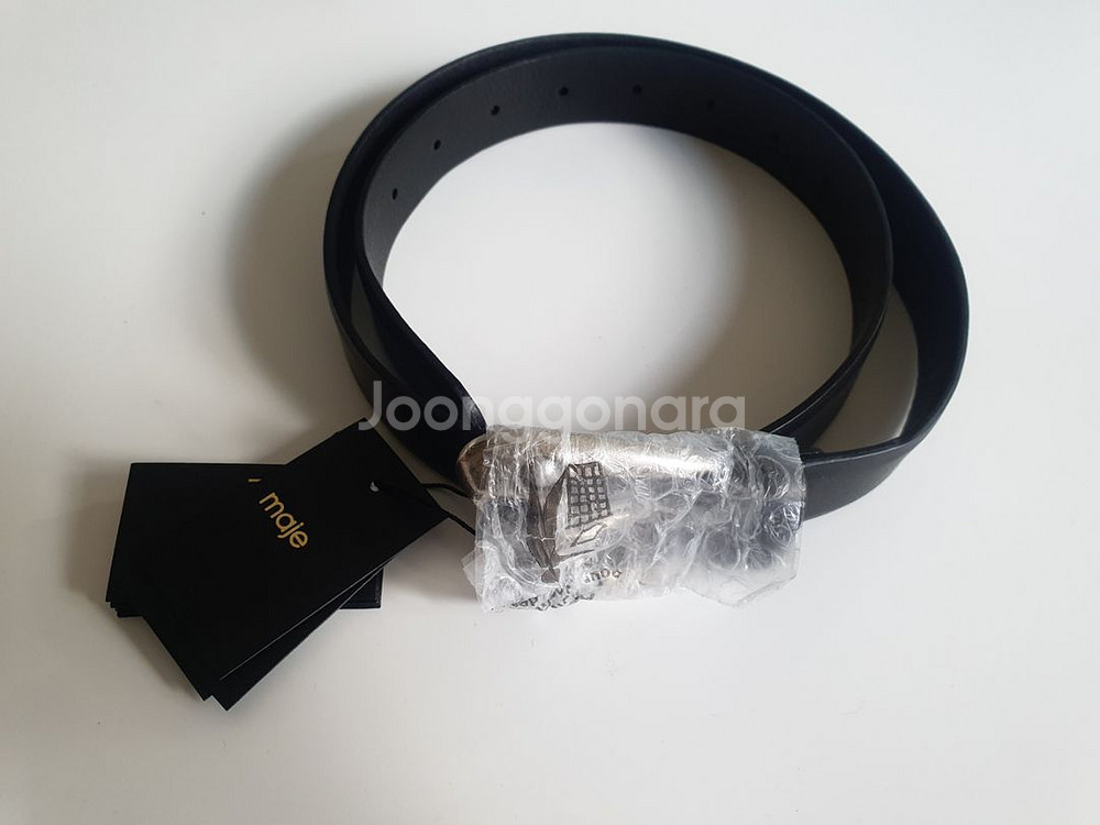 (새상품) 마쥬 라인스톤 장식 블랙 소가죽 벨트--4