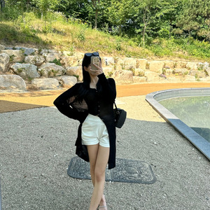 린넨 시스루 롱 미디 가디건
