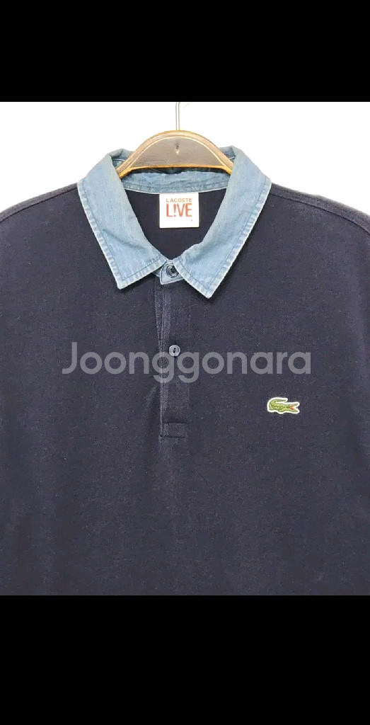 (L) 라코스테 반팔 카라티 카라데님 PK 폴로 티셔츠--1
