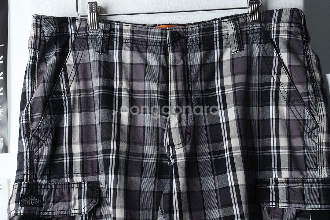 (2XL) 리 반바지 팬츠 빅사이즈 체크 카고--2