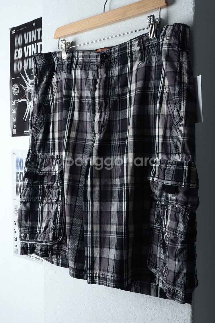 (2XL) 리 반바지 팬츠 빅사이즈 체크 카고--0