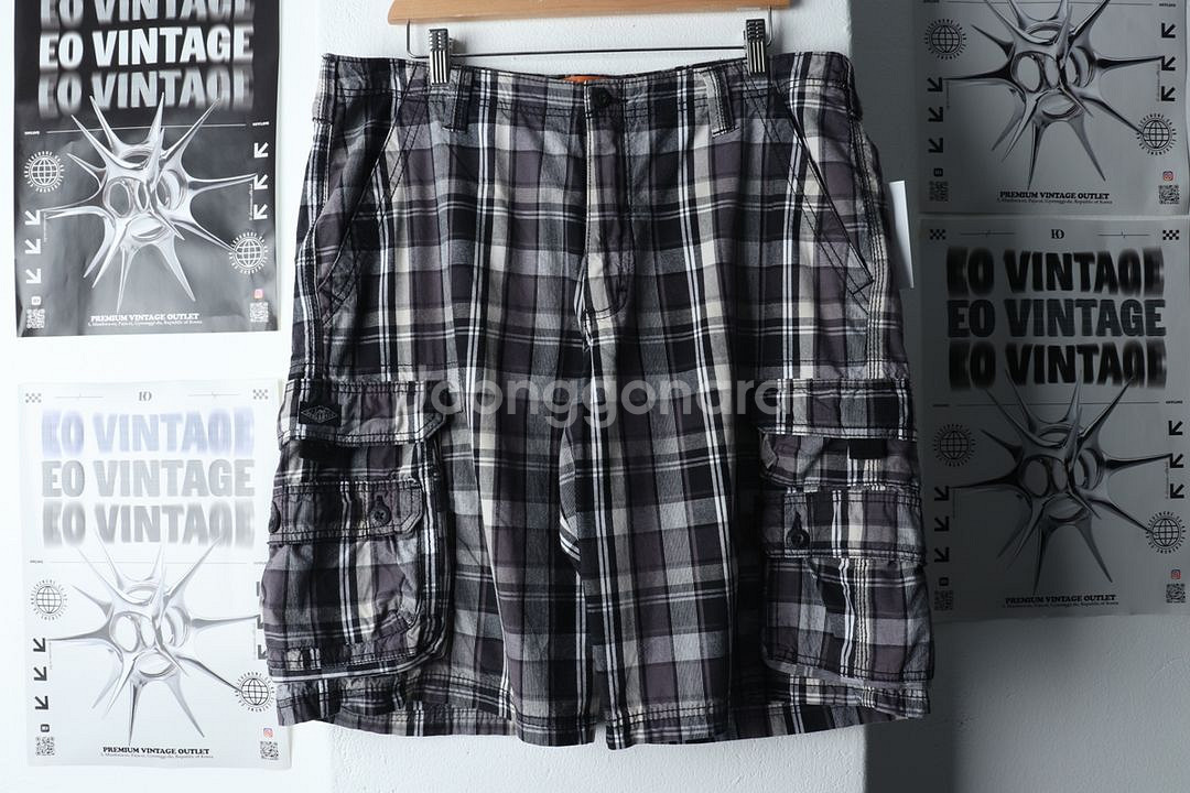 (2XL) 리 반바지 팬츠 빅사이즈 체크 카고--1