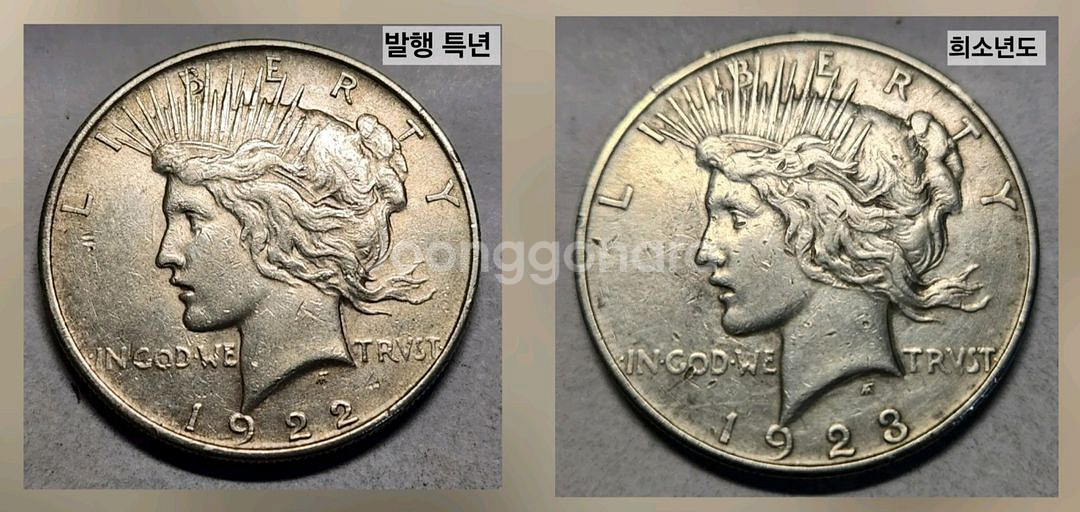 은화90 피스달러 특년 동전 미국주화 1922~1923--0