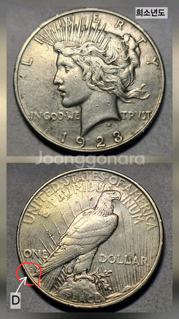 은화90 피스달러 특년 동전 미국주화 1922~1923--7
