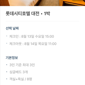 대전 롯데시티호텔 1박 (8.13-14)