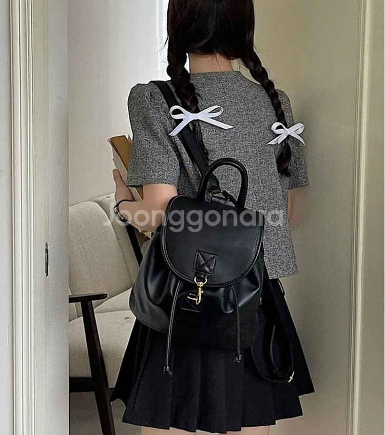 비건 레더 고리 버클 미니 백팩 가방--0