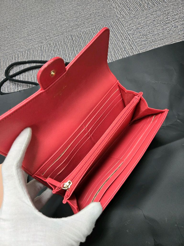 [특가][정품]샤넬 쉐브론 장지갑 코랄 핑크--5