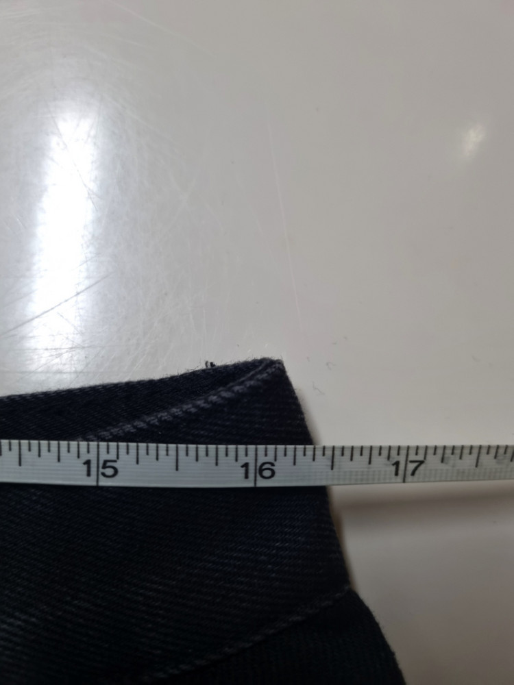 32)플랙진 가죽패치 블랙청바지 데님 생지 일자청바지--7