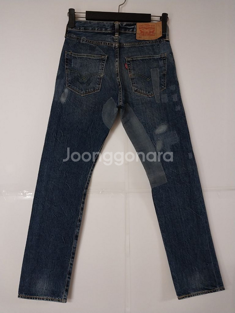 28)리바이스 501 워싱 데님 생지 희귀템 패치 빈티--1