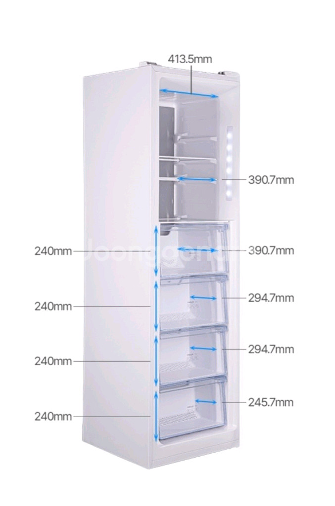 [미개봉] 쿠잉 스탠드 미니 슬림 냉동고, 280L,--2