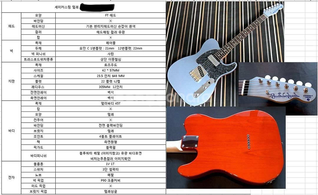 두두리 커스텀 텔레, 사이키델리즘 카피 일렉기타--9