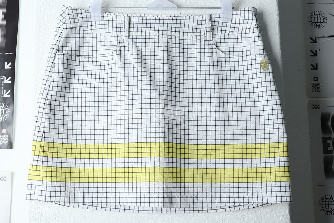 W(M-L) 까스텔바작 스커트 치마 골프 체크 라인--1