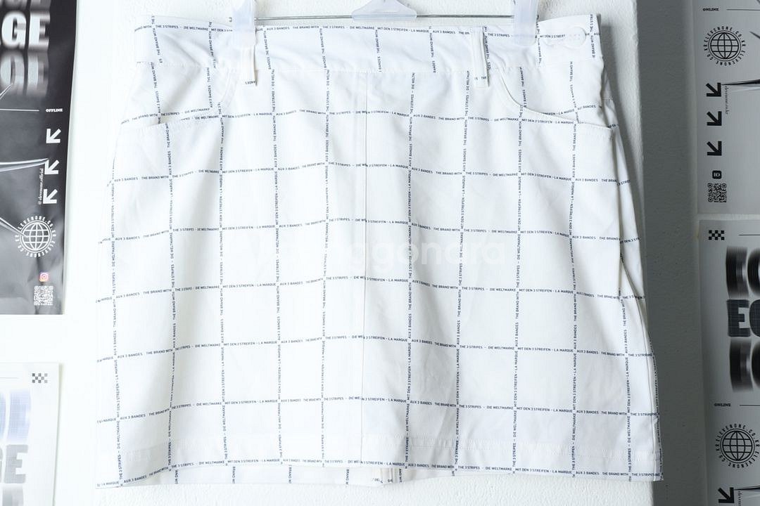 W(L) 아디다스 스커트 치마 기능성 화이트 라인--1