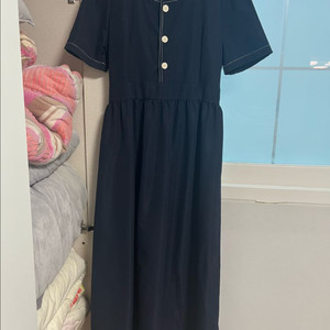 스퀘어넥 원피스 네이비