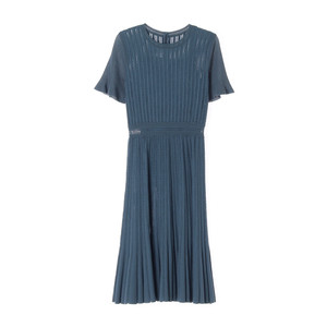 [S]MINE마인 블루 레이어드 시스루 반팔 울 니트