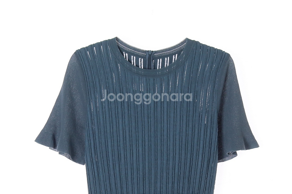 [S]MINE마인 블루 레이어드 시스루 반팔 울 니트--1