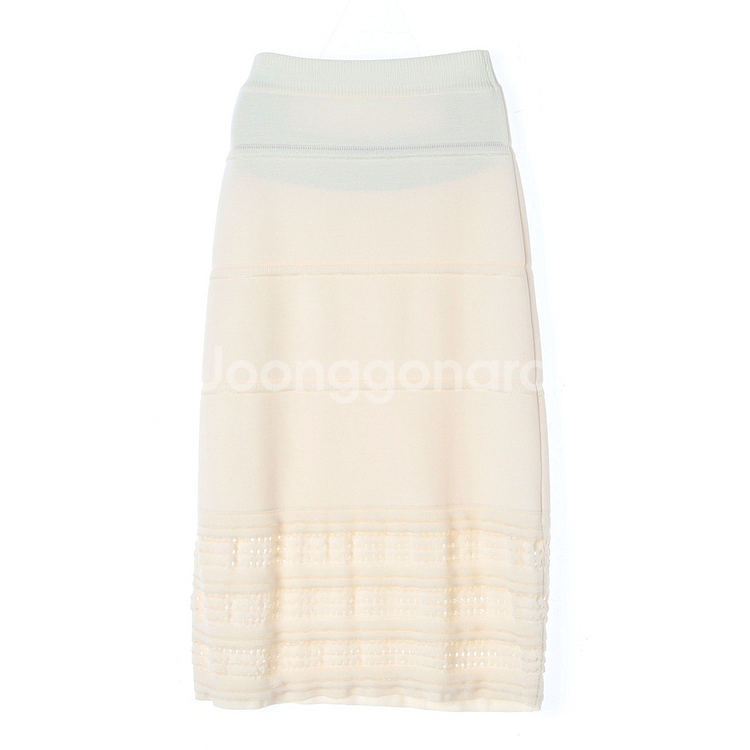 [S]MINE마인 아이보리 밴딩 울 니트 롱 스커트 치--4
