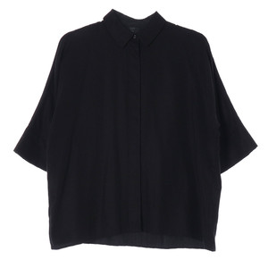 [S]코스 블랙 텐셀 오버핏 루즈핏 반팔 셔츠