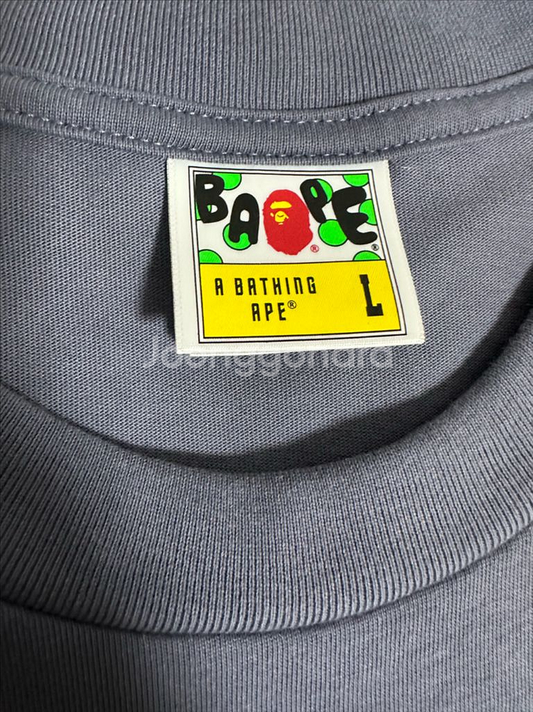 (L)베이프 핸드드로우 반팔 차콜--3