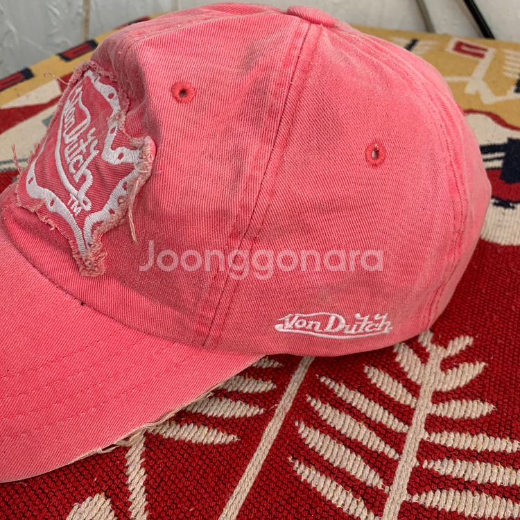 VONDUTCH 본더치 데미지 빈티지 핑크 볼캡 모자--1