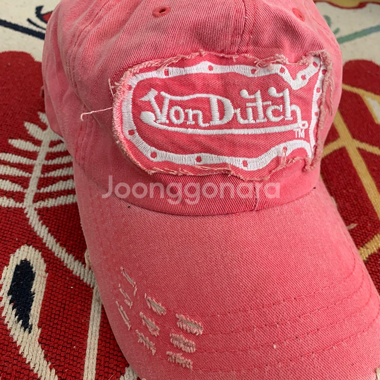 VONDUTCH 본더치 데미지 빈티지 핑크 볼캡 모자--2
