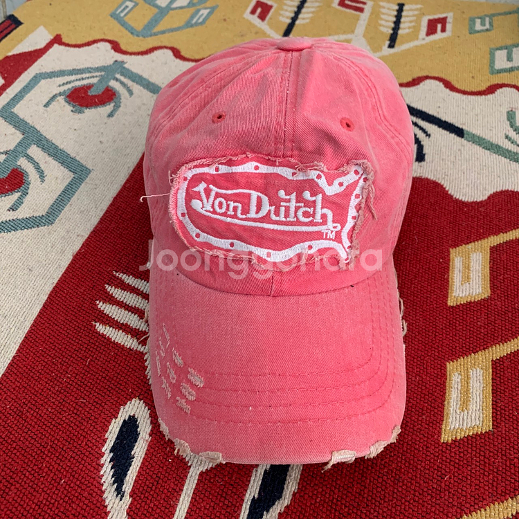 VONDUTCH 본더치 데미지 빈티지 핑크 볼캡 모자--0