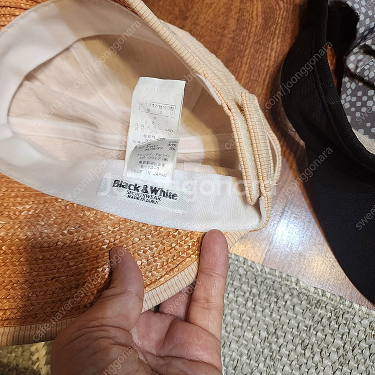 코치넬리 이태리 모자 린넨 로빈슨 블랙앤화이트--1