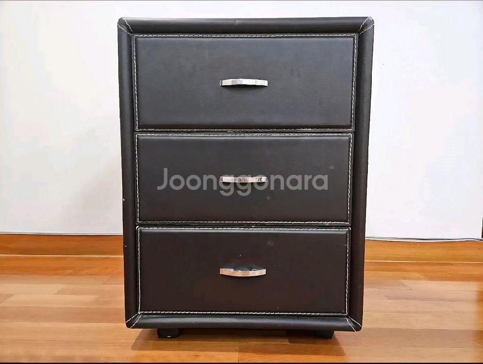 [진짜 가죽] 가죽 3단 서랍장--0