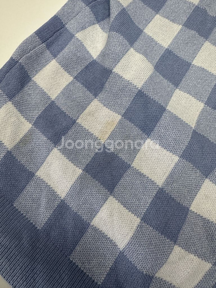 여성 빈티지 고방 체크 크롭 반팔 가디건--4