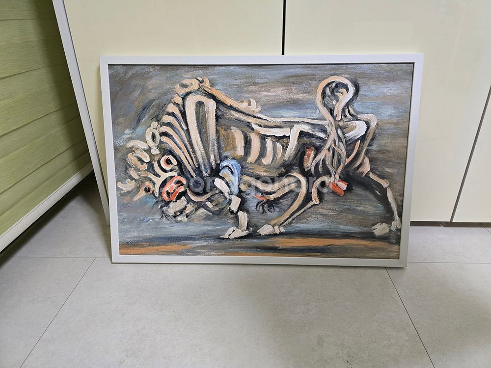 추상 소 그림 캔버스 유화 액자 – 인테리어 포인트 작--0