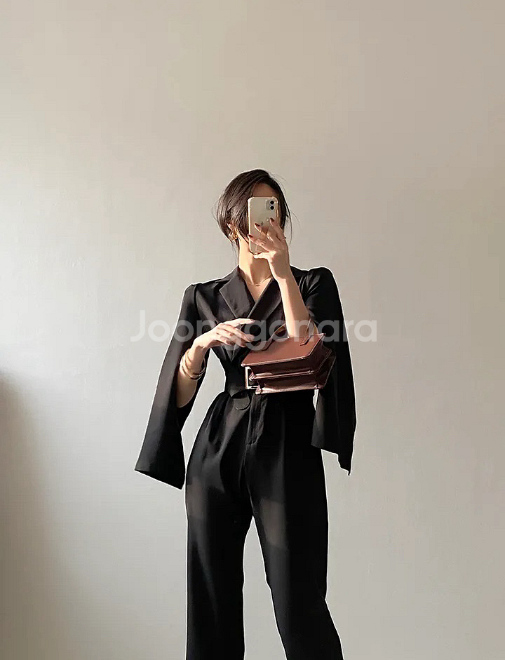 오피스룩 케이프 벨트 세트 점프수트 정장--2
