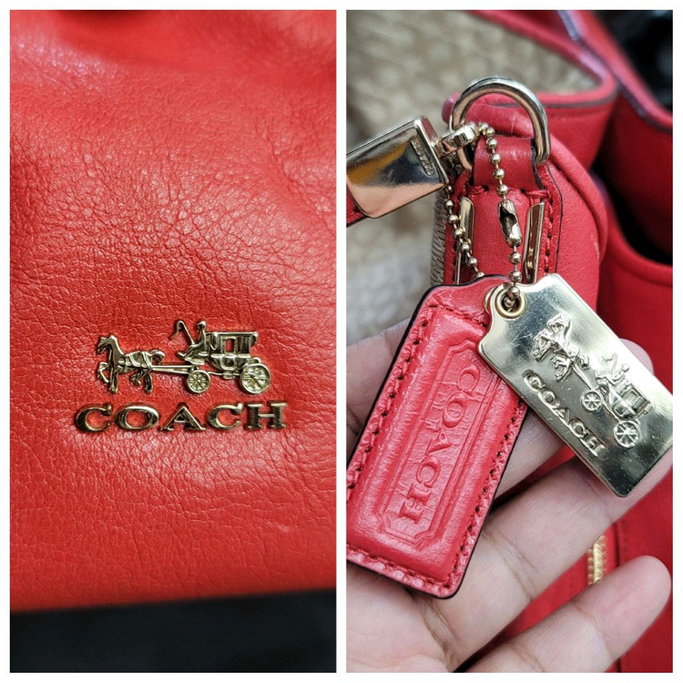 코치 시그니처 숄더백 레드--6