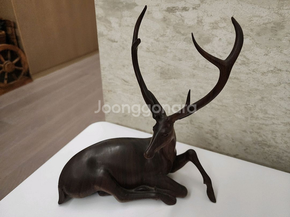 엔틱사슴조각상--1