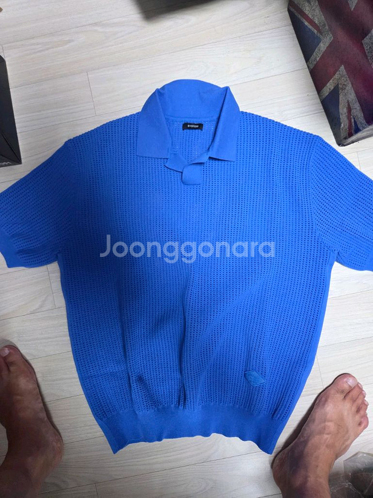시스템옴므 정품 블루 반팔 니트 100사이즈--0