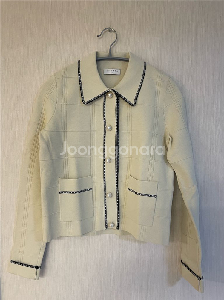 산드로 진주 버튼 니트 가디건--0