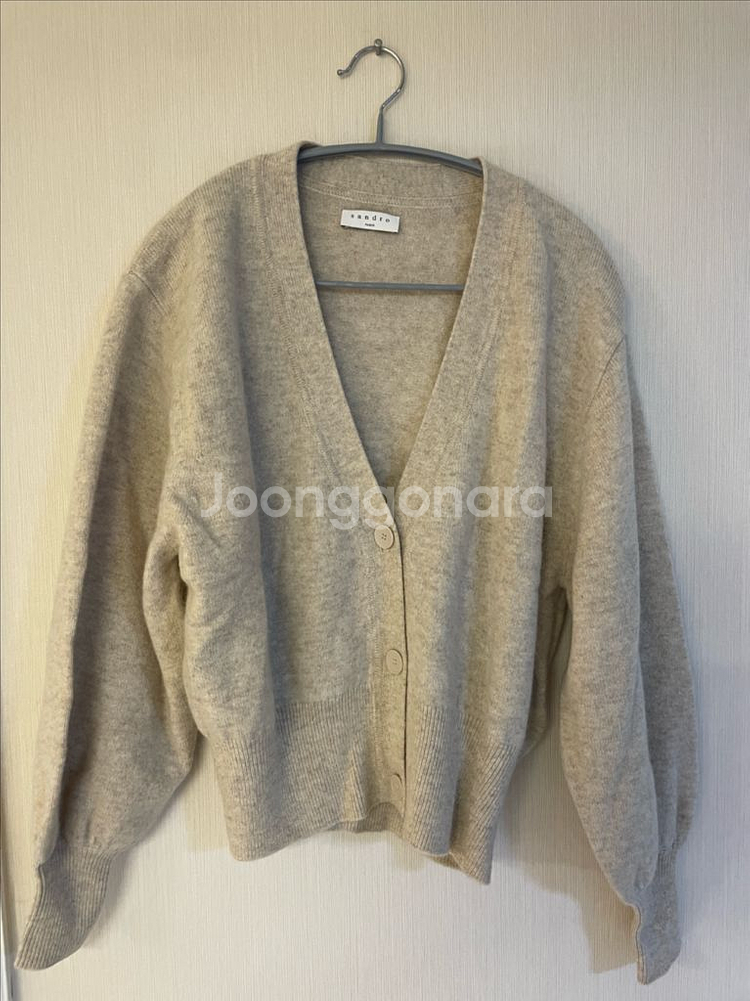 산드로 램스울 브이넥 숏 가디건--0