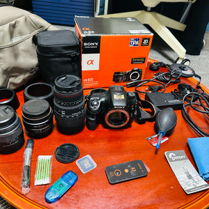 소니 A65 DSLR 카메라(3개 렌즈 세트)