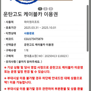 하이원 리조트 케이블카 6장 이용권