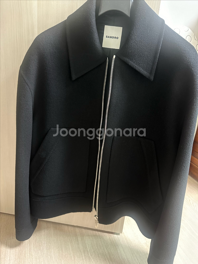 산드로옴므 빅사이즈 포켓 집업 크롭 자켓 블랙--6